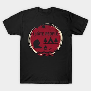 Camping Hiking I Hate People I Eat People Funny Bear T shirt T-Shirt